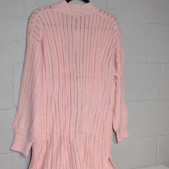 Women's Loose Fit Open Front Cardigan Long Cable Knit Sweater Sz Small NWT Pink - Picture 8 of 9